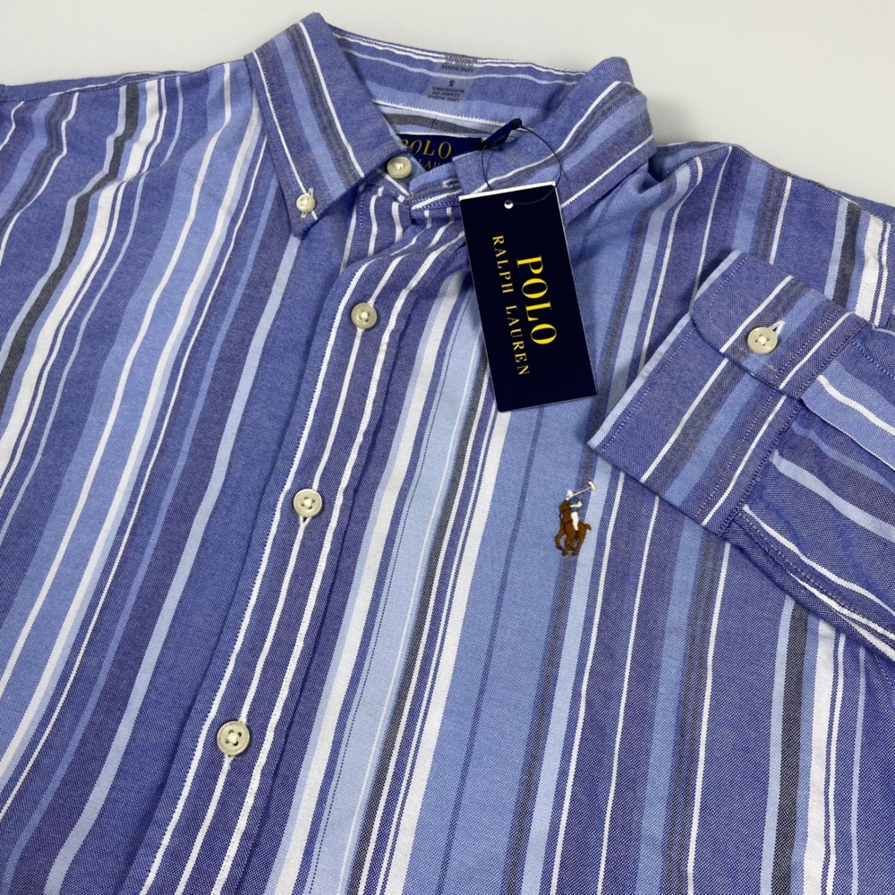 Polo Ralph Lauren Mens S Blue Striped Classic Fit Oxford Shirt NEW Button Down